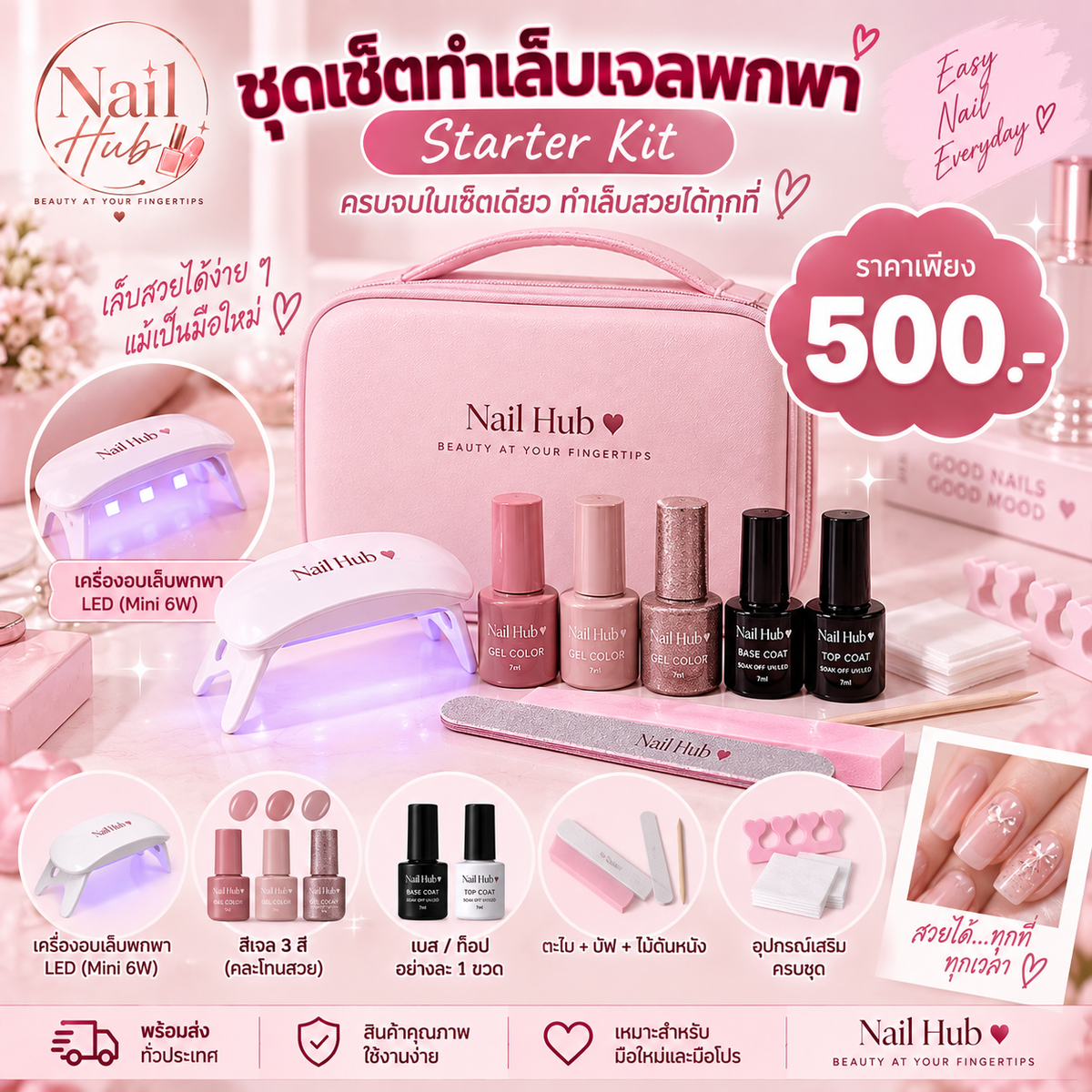 ชุดเซ็ตทำเล็บเจลพกพา Starter Kit